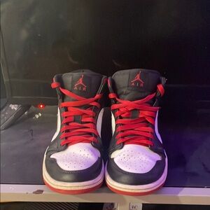 Air Jordan High-Top Sneakers - Black, White, Red